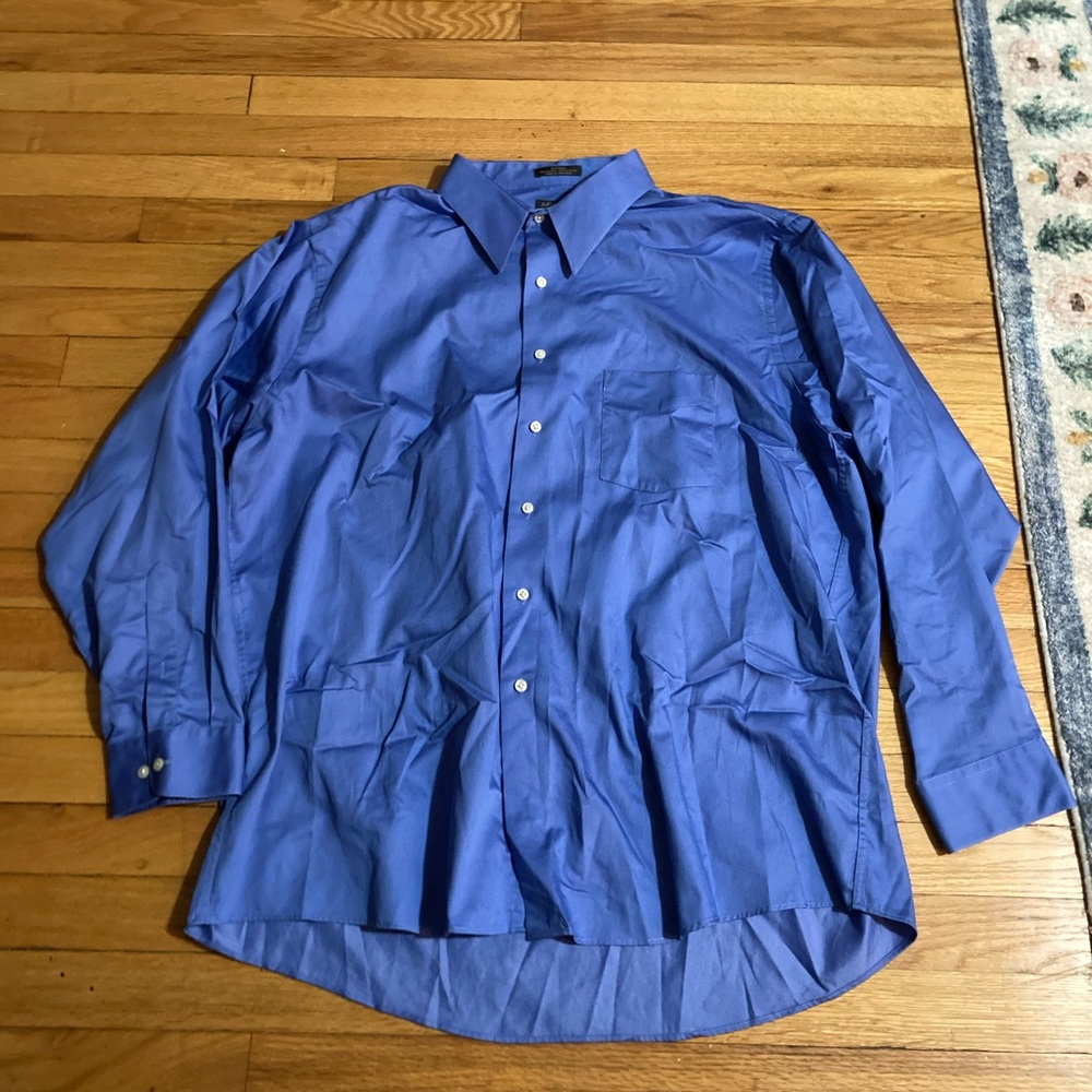 XXL Blue Sateen Arrow Dress Shirt